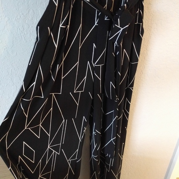 Alfani Black Block Pattern Sleeveless Jumpsuits with Belt - Picture 3 of 5